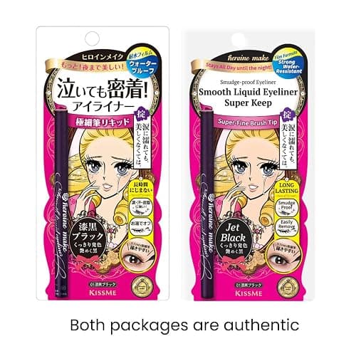 Heroine Make by KISSME Waterproof Eyeliner with Ultra-Fine 0.1mm Tip, Liquid Eyeliner Pen for Sensitive Skin, Cat Eye Liner for Long Lasting Wear, Made in Japan, Jet Black, 1 Count, SMOOTH thumbnail 2