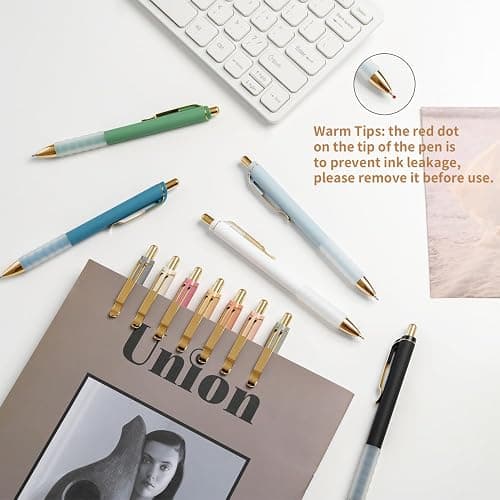 Linbsunne Ballpoint Pens Black Medium Point 1mm Pen with Super Soft Grip Ball Point Pen for Men Women Retractable Pens (gold-12 pcs) thumbnail 5