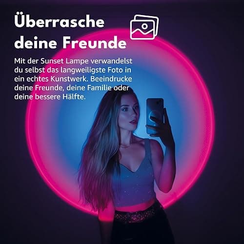 Aromaholik Sunset Lampe LED RGB, Sonnenuntergang Projektionslampe mit HD Linse, 180° drehbar, USB, Fernbedienung, TikTok Stimmungslicht thumbnail 6
