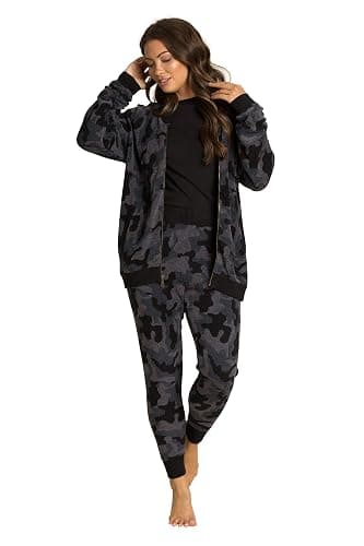 Barefoot CozyChic Ultra Lite Camo Joggers for Women, Gym Track Bottoms - Small - Indigo Multi - Image 1