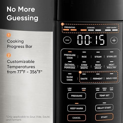 Cosori Pressure Cooker 6QT, Stainless Steel, 9-in-1 Multi Cooker, 12 Safety Features, Ceramic Inner Pot, Rice, Slow Cook, Sous Vide, Saute, 1100W thumbnail 6