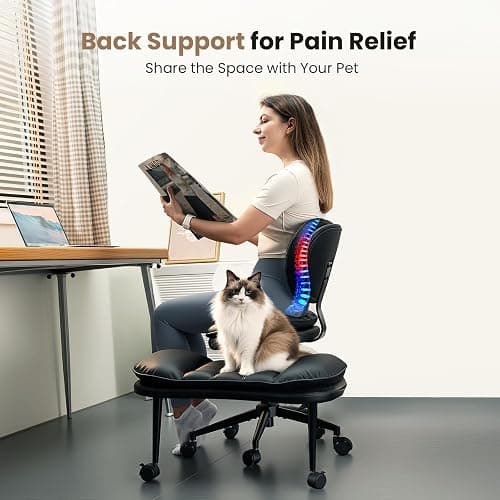 Cross Legged Office Chair, Ergonomic Cloud Criss Cross Desk Chair, Meditation Chair with Wheels, Height Adjustable Seat for ADHD, Wide Kneeling Chair with Back Support, Black thumbnail 5