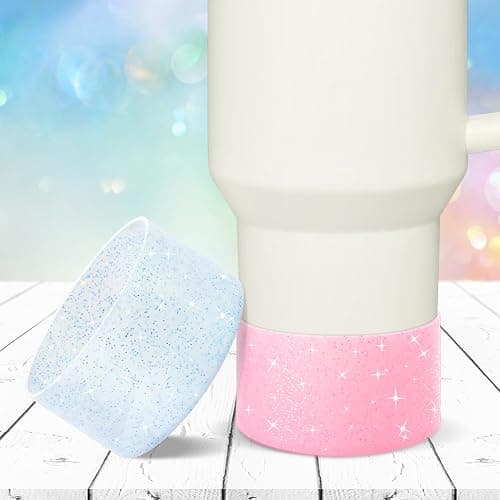 Vmini Protective Glitter Silicone Boot, Compatible with Stanley Tumbler 20-40oz & Hydro Flask Water Bottle 12-24oz and More Bottles/Tumblers with 2.8-2.95in Bottom, Bling Anti-Slip Sleeve Cover thumbnail 6