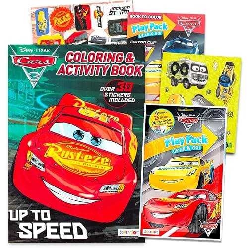 Disney Cars Coloring Book Bundle (Coloring Activity Set Featuring Lightning McQueen) (Blue) thumbnail 3