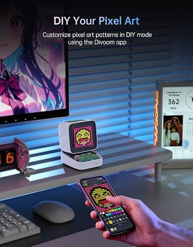 Divoom Ditoo Pro Retro Pixel Art Game Bluetooth Speaker with 16X16 LED App Controlled Front Screen (White) thumbnail 3