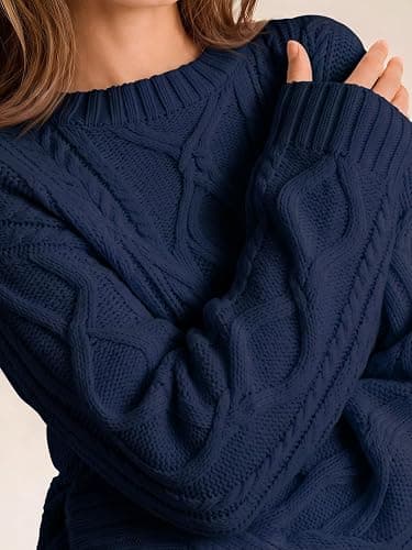 Trendy Queen Women's Oversized Cable Knit Sweaters 2026 Fall Outfits | Quiet Luxury Style, Chunky Knit Texture, Winter Holiday Outfit, Easy Layering Piece, Fall Fashion Staple thumbnail 2