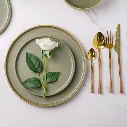 AmorArc Stoneware Dinner Plates Set of 4, 10.5 Inch Reactive Matte Glaze Ceramic Plates Set, Modern Dinnerware Dish set for Kitchen, Microwave, Dishwasher Safe thumbnail 3
