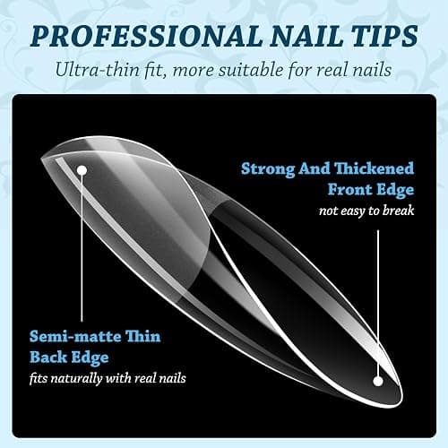 Lsnisni Short Almond Nail Tips, 288PC Gel Acrylic Nail Tips, Clear Nail Tips, Nail Supplies Suitable for Women or Girls to DIY Nails 12 Sizes For Your Choice! thumbnail 2