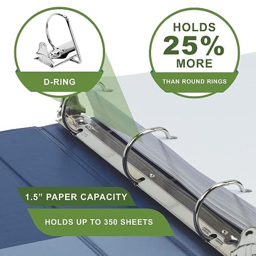 Samsill Plant-Based 1.5 Inch Durable D-Ring, View Binder, Eco-Friendly, USDA Certified Biobased, Single, Indigo thumbnail 6