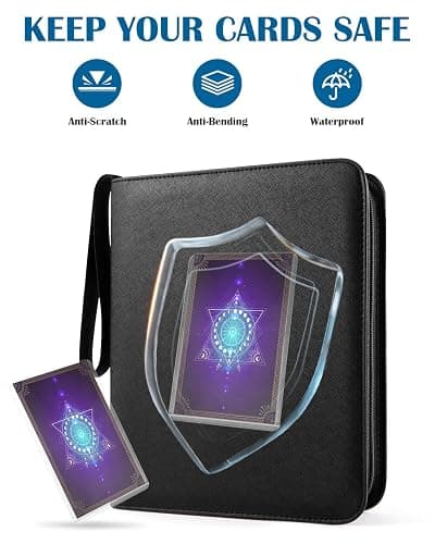 WisOffice Top Loader Binder 4 Pocket for 144 Toploaders with Zipper Closure | Fits 3" x 4'' Rigid Card, Premium PU Leather, Side Loading, Ringless 2x2 Card Binder for MTG/TCG/Sports/Games, Gift, Black thumbnail 4