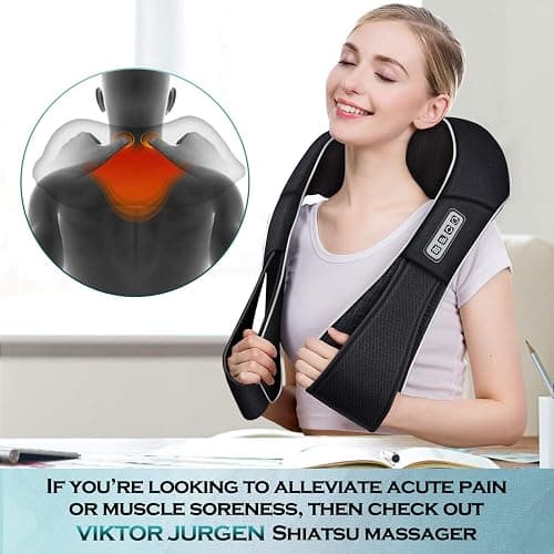 VIKTOR JURGEN Christmas Gifts for Women & Men, Shiatsu Neck and Shoulder Massager with Heat Deep Tissue Kneading Sports Recovery Massagers for Back, Foot, Relaxation Gifts for Wife, Husband, Him, Her thumbnail 7