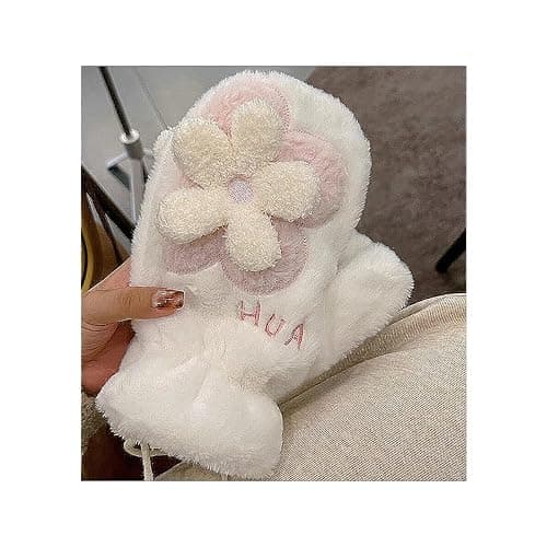 SENCODA Floral Women's Gloves Mittens Cute Kawaii Fuzzy Warm thumbnail 7