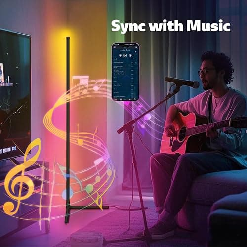 Tyute Corner Lamp, Led Floor Lamp, RGB Ambient Lighting, Smart Modern Floor Lamp with Remote, Color Changing Dimmable Corner Light with Music Sync, Mood Lighting for Bedroom, Living Room Gaming Room thumbnail 5