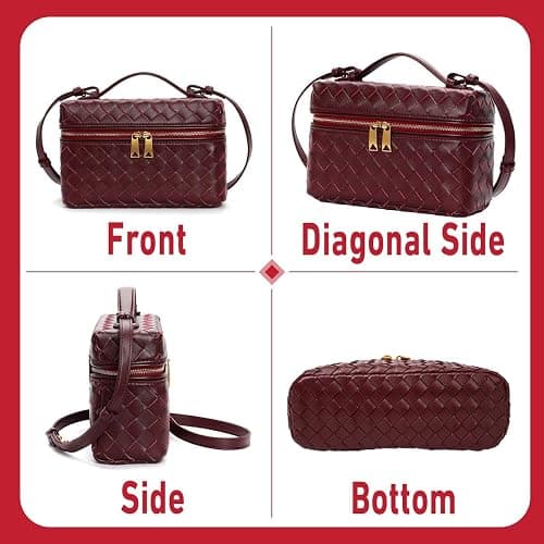 Lieits Top-Handle Pouch Handbag for Women Woven Leather Vanity Case Designer Crossbody Bag Shoulder Bag Trendy Purse thumbnail 4