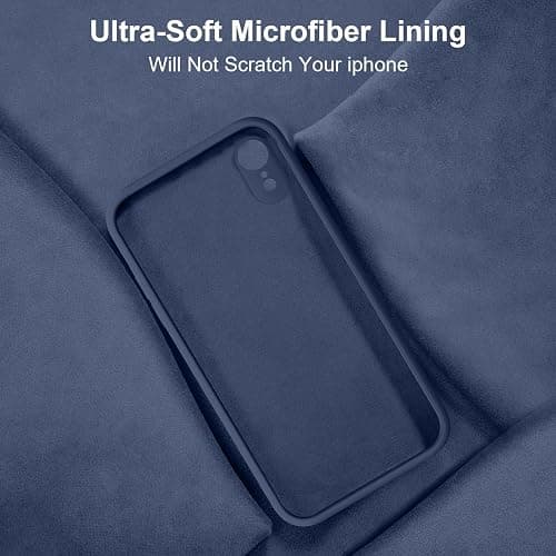 Vooii Compatible with iPhone XR Case, Upgraded Liquid Silicone with [Flat Edges] [Camera Protection] [Soft Anti-Scratch Microfiber Lining] Phone Case for iPhone 10 XR 6.1 inch - Navy Blue thumbnail 6