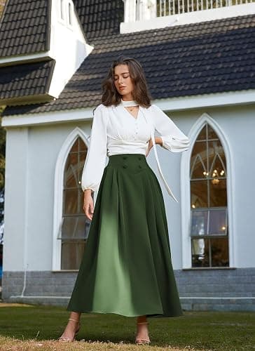 Scarlet Darkness Victorian Skirts for Women Renaissance High Waisted Long Skirt with Pockets thumbnail 8