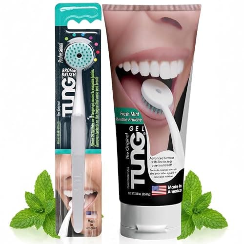 Tung Tongue Cleaning Kit with Brush & Gel for Fresh Breath, USA Made | Includes TUNG Brush & Zinc Gel to aid in cleaning the tongue, support fresh breath, help fight halitosis & may reduce odor. - Image 1