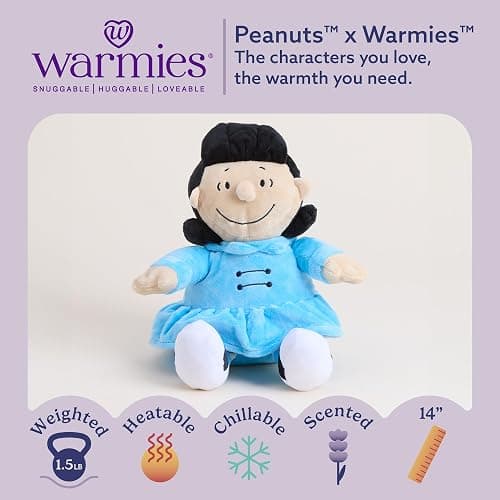 warmies x Peanuts, Lucy, Microwavable & Weighted Stuffed Animals | Cooling Comfort, 2-3 Hr Freezer Chill, Microwavable 90 Sec Warmth, Scented with Calming French Lavender, Weighted Grain Fill thumbnail 2