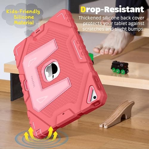 Fintie Case for iPad 9th Generation (2021) / 8th Generation (2020) / 7th Gen (2019) 10.2 Inch, Fully-Body Rugged Heavy Duty Shockproof Protective Case with Built-in Kickstand for Kids, Pink thumbnail 6