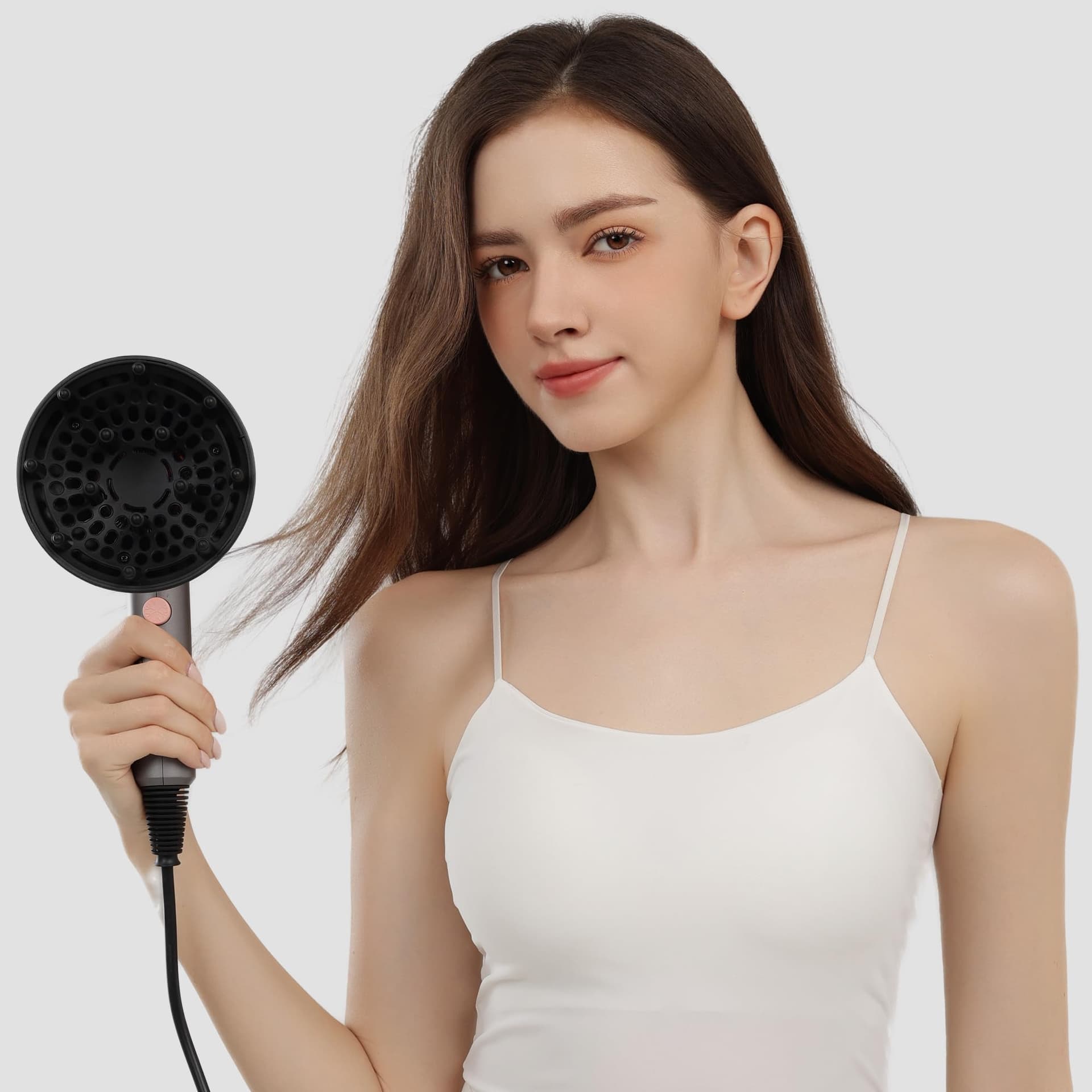 AINA Hair Dryer with Diffuser, Blow Dryer for Women | Advanced Ionic Technology, Ceramic Coating | Cold Shot Features Turbo Heat for Fast Drying and Shine (Misty Blush) thumbnail 6