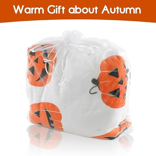 Yiyhuxf Halloween Pumpkin Face Blanket - Orange Flannel Fleece Throw for Home, Living Room, Bed, Chair Decor - 60"x50" thumbnail 6
