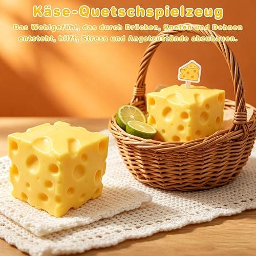 2Pcs Cheese Squishy (6cm),Cheese Block Squeeze Toy,Squishies Stress Relief Fidget Toy Suitable for Adult use in Offices and Homes thumbnail 6