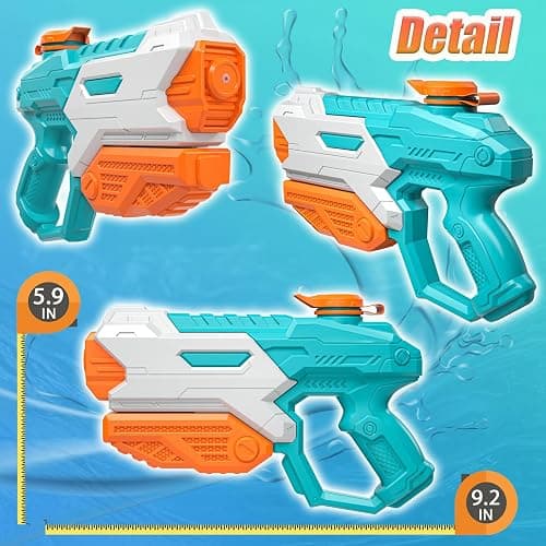 ZEBNYYA 5 Pack Water Gun for Kids Adults - Long Range Super Water Blaster Soaker Squirt Gun, Summer Outdoor Toy for Boys Girls Swimming Pool, Beach, Yard, Water Fighting Play Party thumbnail 2