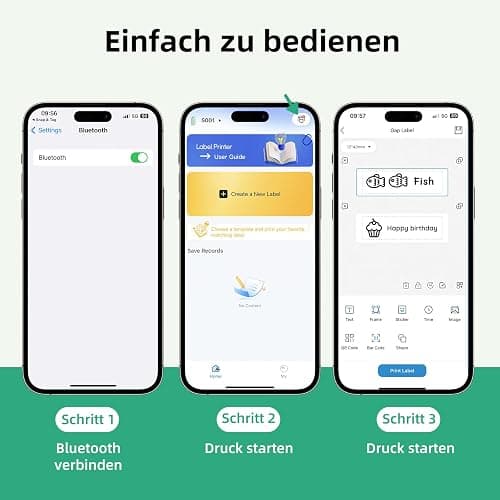 ORGSTA S001 Etikettendrucker Selbstklebend Etikettiergerät Bluetooth 2000 mAh Etikettiermaschinen Beschriftungsgerät Ettikettiergeraet Label Printer Sticker Maker Weihnachten thumbnail 5