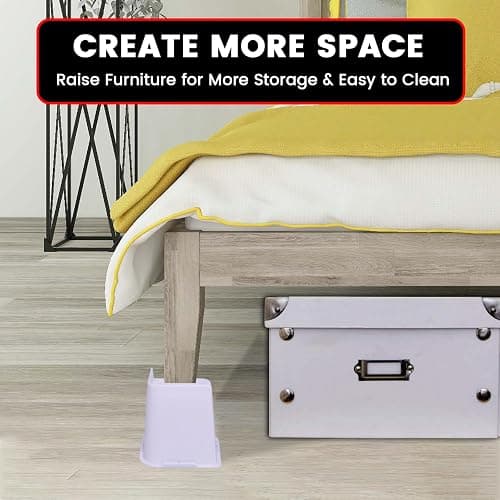 MYMULIKE Bed Risers 4 inch,6 inch, 8 inch, Oversized Furniture Risers, Support Up to 6000 Lbs, Lift 6 inch for Couch, Sofa, Table,Chair (White 4 Pack, 6 inch) thumbnail 6