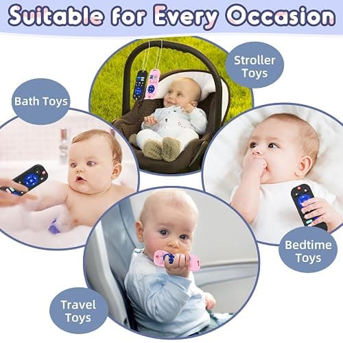 AiTuiTui 2 Pack Baby Teether for Teething Relief Baby Toys 0 3 6 12 Months, Sensory Silicone Remote Control Baby Teether Toy for Babies Newborn Infant Boy Girl Autism Toys for Baby Gifts, Black & Pink thumbnail 6