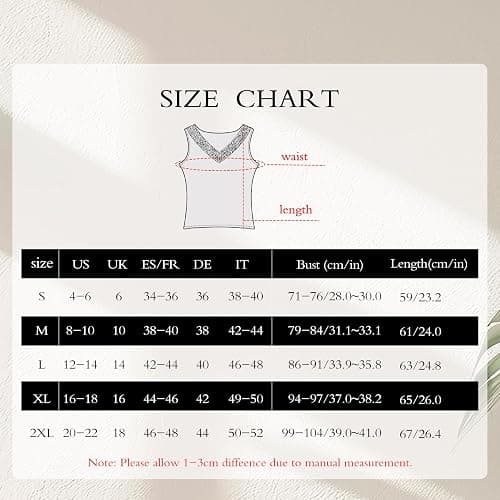 Womens Tank Top Camisoles with Premium Cotton Italian Design - Trimmed with Flower Lace on Neckline thumbnail 6