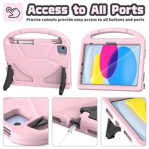 YIHE Kids Case for iPad (A16) 11th Generation 11 Inch 2025 & iPad 10th Generation 10.9 inch 2022, with Built-in Screen Protector and Stable Stand, Full Body Shockproof Protective Cover - Light Pink thumbnail 8
