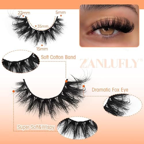 Mink Lashes Cat Eye Lashes Volume Fox Eye False Eyelashes Lashes Natural 6D D-Curly Volume Fake Eyelashes Soft Handmade Lashes that Look Like Extensions Lashes Pack thumbnail 2
