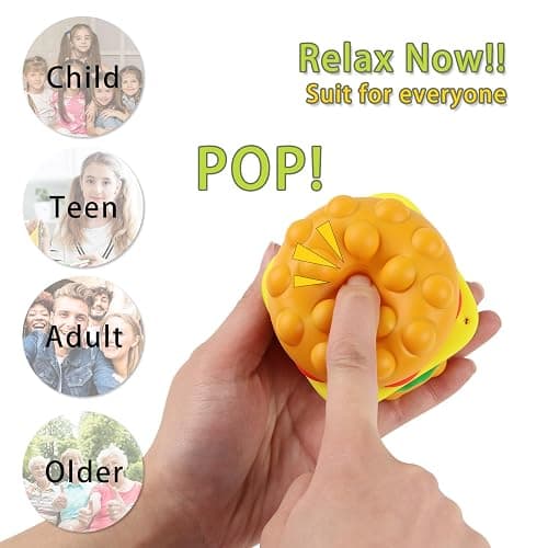 Anboor Pop Fidget Toys, 3D Silicone Hambergur Push Bubbles Sensory Toy Pop Stress Ball Anxiety Stress Relief Austism Early Educational Pop Toy for Kids Adults thumbnail 3