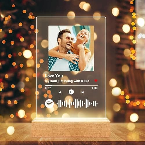 Custom Spotify Plaque, Customized Acrylic Song Plaque Photo Frame, Personalized Picture Frame, Personalized Christmas Anniversary Birthday Gifts for Women Men Girlfriend Boyfriend Her Him Couples thumbnail 9