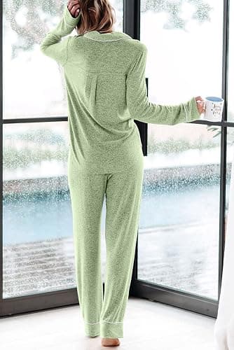 Aamikast Women's Pajama Sets Long Sleeve Button Down Sleepwear Nightwear Soft Pjs Lounge Sets thumbnail 5