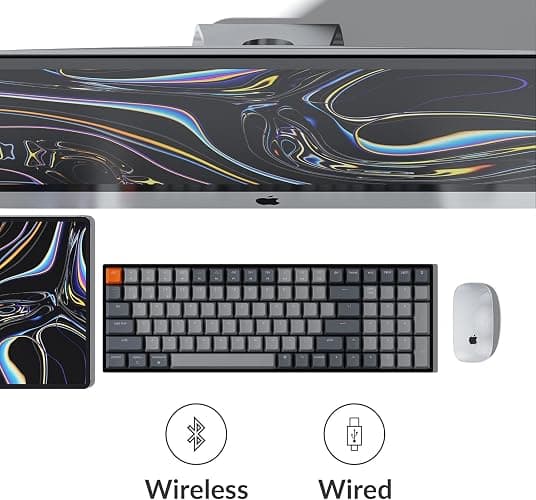 Keychron K4 96% Layout 100 Keys Wireless Bluetooth 5.1/Wired USB Mechanical Gaming Keyboard with Gateron G Pro Brown Switch White LED Backlight N-Key Rollover for Mac Windows PC-Version 2 thumbnail 2