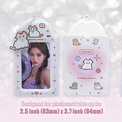 LQTIIITQL 2 Sets Photocard Holder with Cute Cat Keychain Y2K PhotoCard Holder Charm Holders Kawaii Photo Card Keychain ID Bus Card Holders Kawaii thumbnail 3