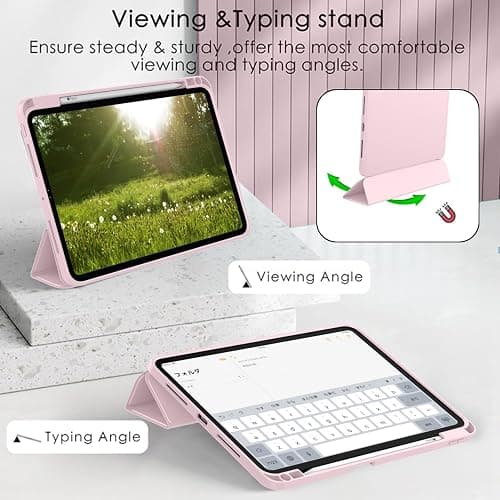 ZryXal iPad Pro 11 Inch Case (M5) 2025/ (M4) 2024 (Model: A2836/A2837/A3006), Trifold Stand Smart Cover with Pencil Holder and Soft TPU Back, Auto Wake/Sleep (Pink) thumbnail 5