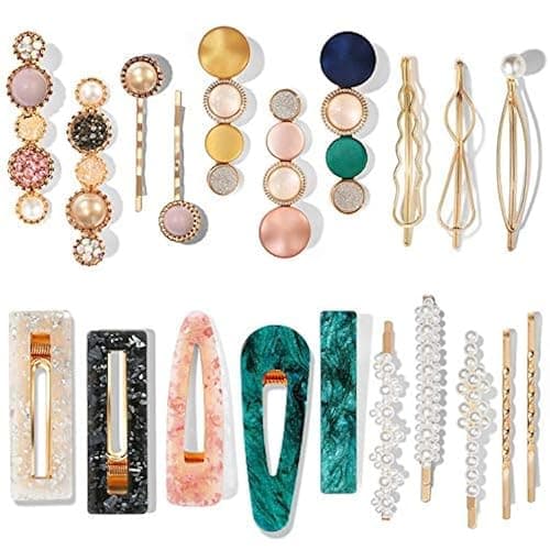 Mehayi 20 PCS Macaron Pearl Acrylic Resin Fashion Hair Clips Set, Cute Hair Barrettes Bobby Pins, Boho Fancy Hairpin Accessories Headwear Styling Tools, Gifts for Women Girls Decorative Wedding - Image 1