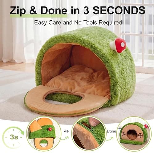 Mellownido Cat House for Indoor Cats - Cute Cat Bed Cave, Tree Hole Cat Bed Tent for Kittens and Small Medium Pets with Removable Washable Cushion & Anti-Slip Bottom, Enclosed Kitten Bed Hideaway thumbnail 6