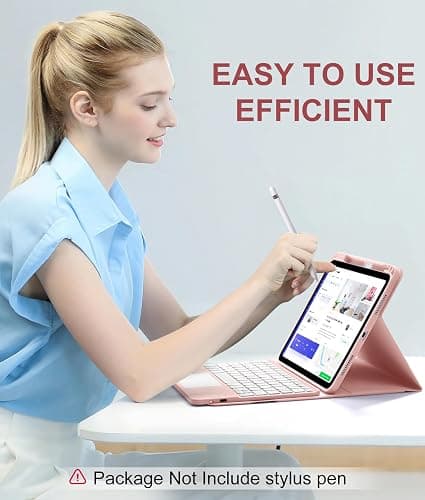 Harvopu Compatible for iPad 11th 10th Generation Case with Keyboard, Folio Cover with Pencil Holder, Multi-Touch Trackpad, 7 Color Backlit, Detachable Keyboard for iPad (A16) 11th/10th Gen (Light Pink thumbnail 7