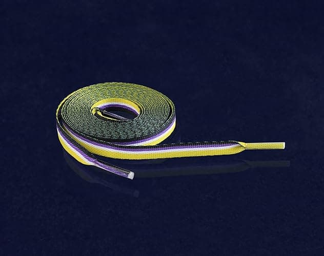 Nonbinary Flag Striped Shoelaces for Sneakers, Boots, Shoes and More - LGBTQ Accessories - Perfect for Pride Parades & More! - 1 thumbnail 2