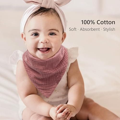 Bearmoss Muslin Baby Bibs 100% Cotton Baby Bandana Drool Bibs for Unisex Baby Girls Boys Drooling and Teething thumbnail 5