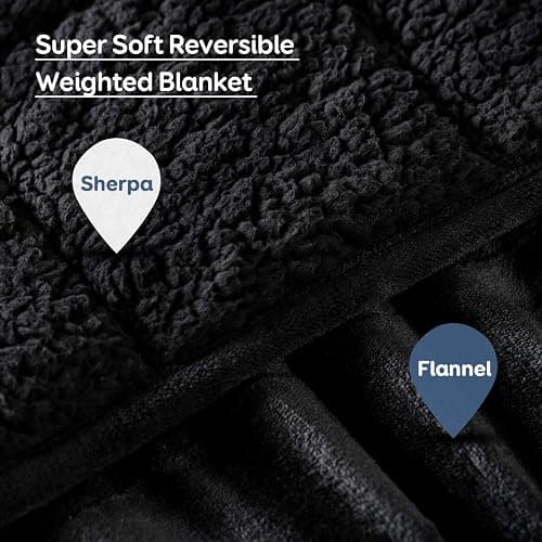 Sivio Weighted Blanket for Adult, 15 lbs Sherpa Heavy Throw with Fleece Reversible, Queen Size, Weighted Blanket for Men and Women Deep Sleeping, 60 x 80Inches Dual Sided Black thumbnail 4