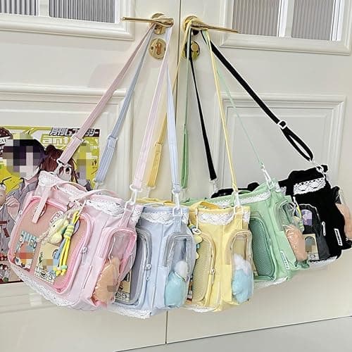 Lolita Ita Bag Clear Display DIY Bag ita tote bag pin display with Insert large messenger bag Kawaii Anime lace trim bag thumbnail 5