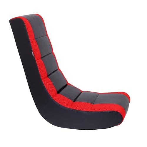 The Crew Furniture Classic Video Rocker Floor Gaming Chair, for Kids and Teens, PU Faux Leather & Polyester Mesh, Black/Red thumbnail 8