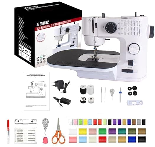 Sewing Machine with Extension Table, 39Stitch Patterns Built-In,withAccessory Kit, LED Light 2-Speed Foot Pedal, Sewing Machine for Beginners Great for Quilting, Crafts & Mending - Image 1