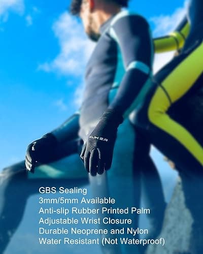 XUKER Water Gloves, 3mm & 5mm Neoprene Five Finger Warm Wetsuit Winter Gloves for Scuba Diving Snorkeling Surfing thumbnail 4