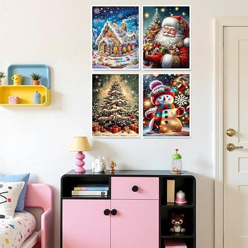 4PcakChristmas Diamond Art Kits for Adults Diamond Painting for Beginner | Christmas Diamond Dots Full Drill Crafts for Gem Art Dot Art for Adults Home Wall Decor for Teens Boys Girls 12x16 in thumbnail 2
